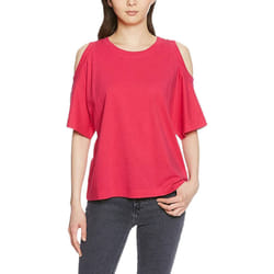 DIESEL T MARIE Womens T Shirts Cut Out Party Tops - Hot Pink, XXS