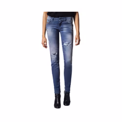 DIESEL GRUPEE 0679C Womens Jeans Super Slim Fit Distress Casual Blue Denim Pants - W27 L30
