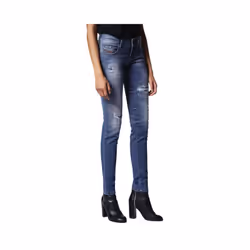 DIESEL GRUPEE 0679C Womens Jeans Super Slim Fit Distress Casual Blue Denim Pants - W27 L30