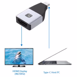 Techly IADAP USBC-HDMI4K USB graphics adapter 4096 x 2160 pixels Black, Silver