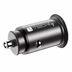 Techly Mini Car Charger USB-A and USB-C Quick Charge 3.0 38W in Black Metal - Additional view 4