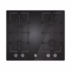 Hoover H-HOB 300 GAS HVG6K3B, Black, Built-in, 59.5 cm, Gas, Tempered glass, 4 zone(s)