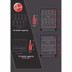 Hoover H-WINE 700 HWCB 60D UKBM/N Freestanding Black 46 bottle(s)