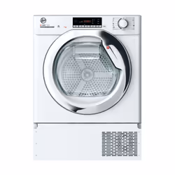 Hoover BATD H7A2TCE-80, Built-in, Front-load, Heat pump, Chrome, White, Rotary, Touch, Left