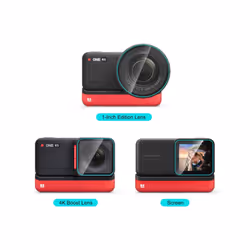For Insta360 One RS PULUZ 3 in 1 Screen + 4K Lens + Leica Lens Tempered Glass Film(Transparent)