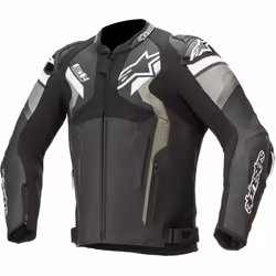 Alpinestars Atem V4 Motorcycle Leather Jacket, black-grey-white, Size 52 for Men