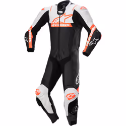 Alpinestars Missile V2 Ward perforated One Piece Motorcycle Leather Suit, black-white-red, Size 50 for Men