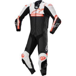 Alpinestars Missile V2 Ward perforated One Piece Motorcycle Leather Suit, black-white-red, Size 50 for Men