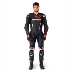 Alpinestars GP-R7 One Piece Leather Suit Black / White / Fluo Red - 52