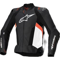 Alpinestars Missile V3 Airflow perforated Motorcycle Leather Jacket, black-white-red, Size 52 for Men