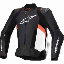 Alpinestars Missile V3 Airflow perforated Motorcycle Leather Jacket, black-white-red, Size 56 for Men