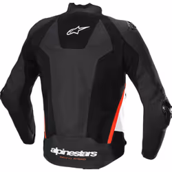 Alpinestars Missile V3 Airflow perforated Motorcycle Leather Jacket, black-white-red, Size 56 for Men