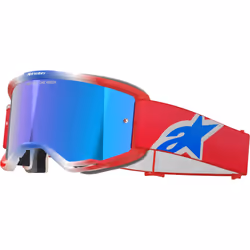 Alpinestars Vision 5 Corp Tricolor Mirror Motocross Goggles, white-red-blue for Men