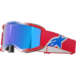 Alpinestars Vision 5 Corp Tricolor Mirror Motocross Goggles, white-red-blue for Men