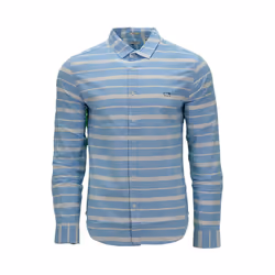 LEVIS Mens Shirts Cotton Long Sleeve Flannel Shirt - Sky Blue and White Stripe, M