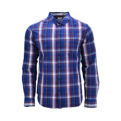 LEVIS Mens Shirts Cotton Long Sleeve Flannel Shirt - Blue and Red Stripe, S