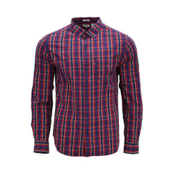 LEVIS Mens Shirts Cotton Long Sleeve Flannel Shirt - Red and Orange Stripe, M