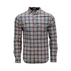 LEVIS Mens Shirts Cotton Long Sleeve Flannel Shirt - Beige and Red Stripe, S