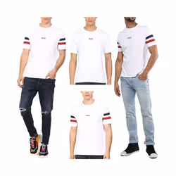 Levis Men's T Shirt Crew Neck Summer Cotton Top - White and Red, 2XL