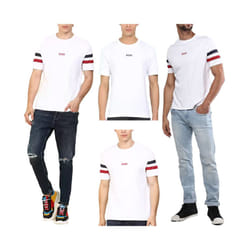 Levis Men's T Shirt Crew Neck Summer Cotton Top - White and Red, 2XL