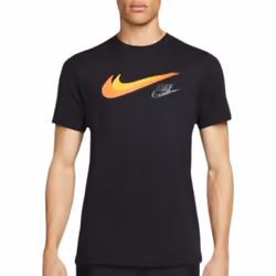 Nike Mens Signature Swoosh Logo Short Sleeve Crew Neck Casual Tee - Black, L