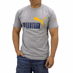 Puma Mens T Shirt Essentials Logo Crew Neck Pullover Top - Grey, S