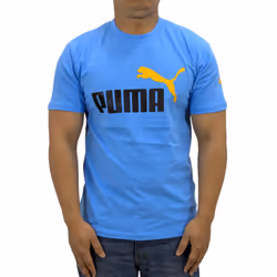 Puma Mens T Shirt Essentials Logo Crew Neck Pullover Top - Steel Blue, S