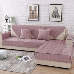 Four Seasons Universal Short Plush Sofa Cushion New Thickened Non-slip Cover Cloth Cushion Full Package Anti-cat Scratch Sofa Universa - pink, 110*210