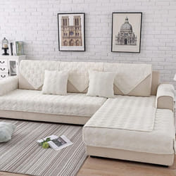 Four Seasons Universal Short Plush Sofa Cushion New Thickened Non-slip Cover Cloth Cushion Full Package Anti-cat Scratch Sofa Univers - beige, 110*210