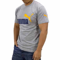 Puma Mens T Shirt Essentials Logo Crew Neck Pullover Top - Grey, M