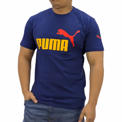 Puma Mens T Shirt Essentials Logo Crew Neck Pullover Top - Navy, S