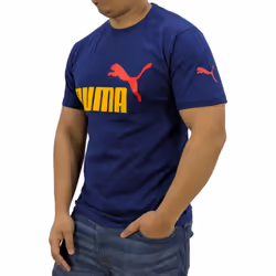 Puma Mens T Shirt Essentials Logo Crew Neck Pullover Top - Navy, S