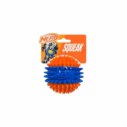 Nerf Dog 3 Part Spike Squeak Ball Orange & Blue