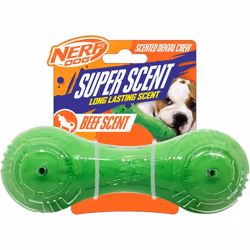 Nerf Dog Scented Beef Super Scent Barbell Solid Core - Green