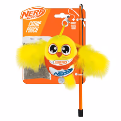 Nerf Cat Plush Bird With Bell & Catnip Wand Interactive Cat Toy