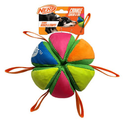 Nerf Dog Plush Squeak and Crunch Wedge Ball With Straps