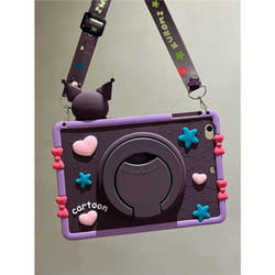 For iPad 10 10th 10.2 9th 8th 7th 2019 2020 2021 Case Kids Stand Cover iPad Mini 6 Air 1 2 9.7 3 10.5 4 5 10.9 - Dark KRM-Strap, IPad 5th 6th Gen 9.7