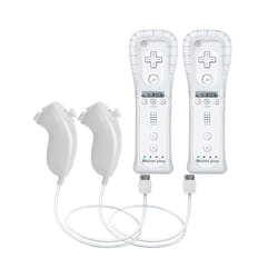 2PCS Remote Controller with Nunchuck Controller for Wii Console Wireless Gamepad with Motion Plus for  Wii Games Control - White- 2 Set