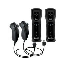 2PCS Remote Controller with Nunchuck Controller for Wii Console Wireless Gamepad with Motion Plus for  Wii Games Control - Black- 2 Set