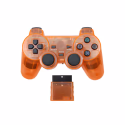 1Set Transparent Color Wireless Gamepad For PS2 2.4G Vibration Joystick Blutooth Controller For PS2 Joypad - Transparent orange