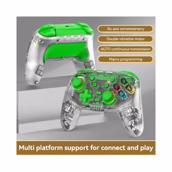 Wireless Controller for Nintendo Switch/Android Six Axis Turbo Function Programmable Keys Switch Gamepad Joystick - S10 Green