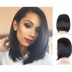 XINNI 16 Inch Womens Fashion Bob Wig Side Part Shoulder Length Synthetic Natural Looking Wig for Women Daily Party Cosplay wi ...