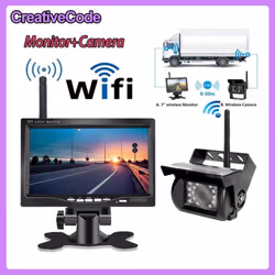 Vehicle Wireless Reverse Camera 7" HD TFT LCD Vehicle Backup Rear View Camera Monitor For Trucks Bus RV Trailer Excavator - a ...