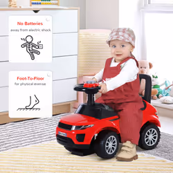 HOMCOM 3-in-1 Ride On Car Foot To Floor Slider Toddler w/Horn Steering Wheel NO POWER Manual Under Seat Storage Safe Design for 1-3 Year Old Red