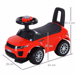 HOMCOM 3-in-1 Ride On Car Foot To Floor Slider Toddler w/Horn Steering Wheel NO POWER Manual Under Seat Storage Safe Design for 1-3 Year Old Red