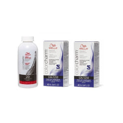 3.6oz) Wella Color Charm Permanent Liquid Color | Wella Permanent Hair Dye - 12A+12A+Developer (Vol. 20