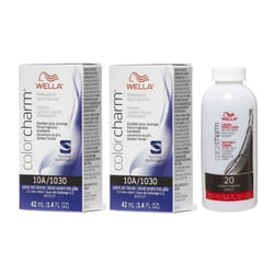 3.6oz) Wella Color Charm Permanent Liquid Color | Wella Permanent Hair Dye - 10A+10A+Developer (Vol. 20