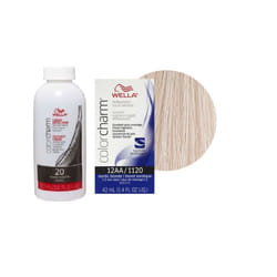 3.6oz) Wella Color Charm Permanent Liquid Color | Wella Permanent Hair Dye - 12AA+ Developer (Vol. 20