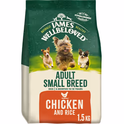 1.5kg James Wellbeloved Natural Small Breed Adult Dry Dog Food Chicken & Rice