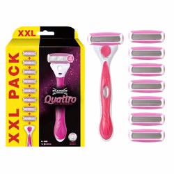 WILKINSON SWORD - Quattro For Women | Smooth Glide| Razor Handle + 8 Blade Refills